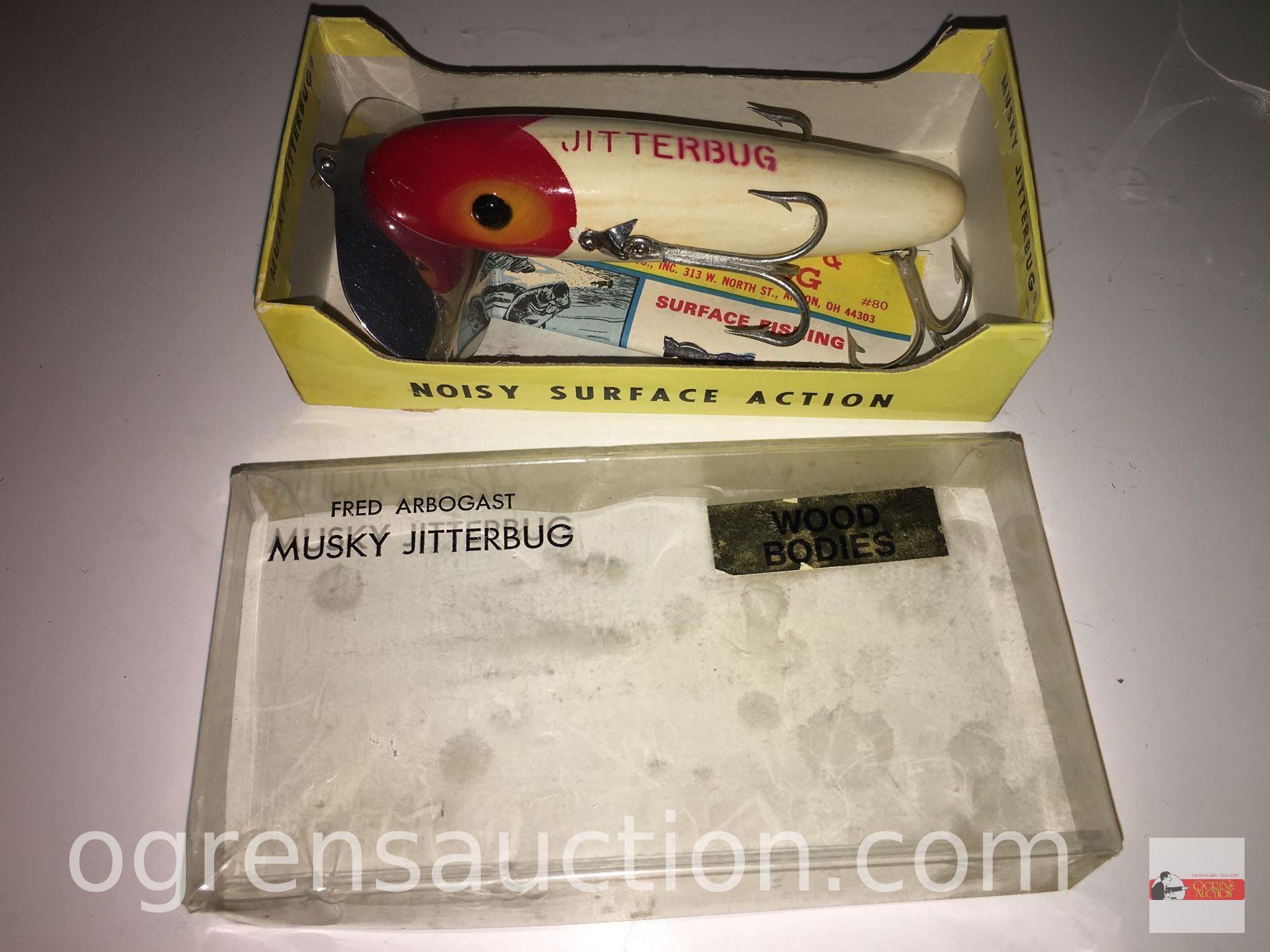 Fishing - Lures - 3 Fred Arbogast Musky Jitterbug, new in box