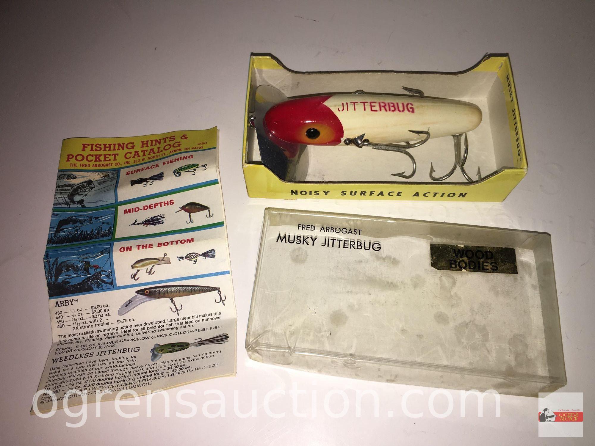 Fishing - Lures - 3 Fred Arbogast Musky Jitterbug, new in box