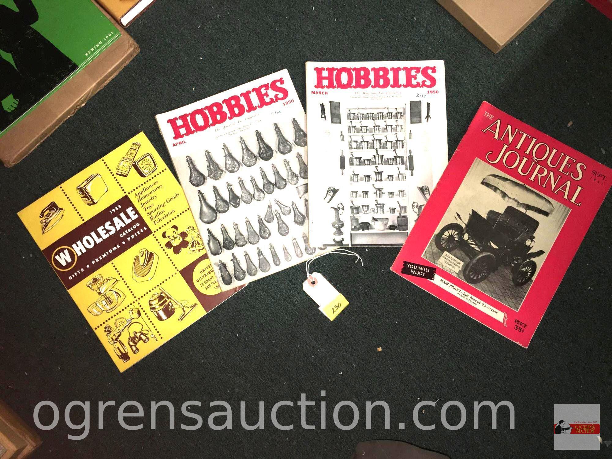 Books - 4 catalogs - 2-1950 Hobbies, 1955 Wholesale Catalog & 1952 Antique Journal