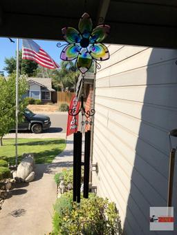 Yard & Garden - Wind chime, stained glass flower, 38"hx7"w