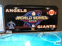 Automotive - 2 advertising decor license plates, Chevy Trucks & 2002 World Series, Angels & Giants