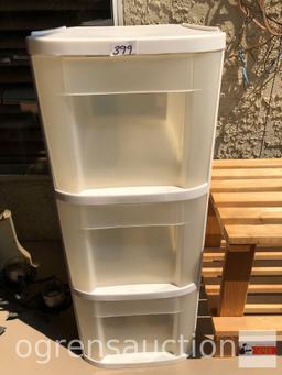 Stacking Drawers - Sterilite 3 drawer white w/clear drawers, 10"wx16"dx25"h