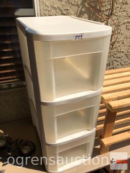Stacking Drawers - Sterilite 3 drawer white w/clear drawers, 10"wx16"dx25"h