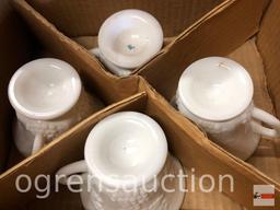 Dish ware - 40 pcs. Colony Harvest Milk Glass snack sets, 5 - 8pc. sets, grapes motif, 3 orig. boxes