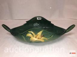 Roseville Pottery - 1946 Zephyr Lily console bowl, #475-10, green, 14"wx7"dx3.75"h