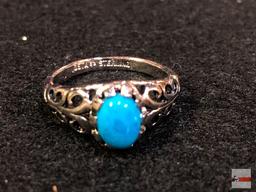Jewelry - rings, 2, 1 marked sterling w/turquoise stone and 1 empty setting