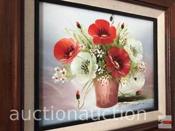 Artwork - Floral print, double tray framed & matted, 18"wx15.5"hx1.5"d