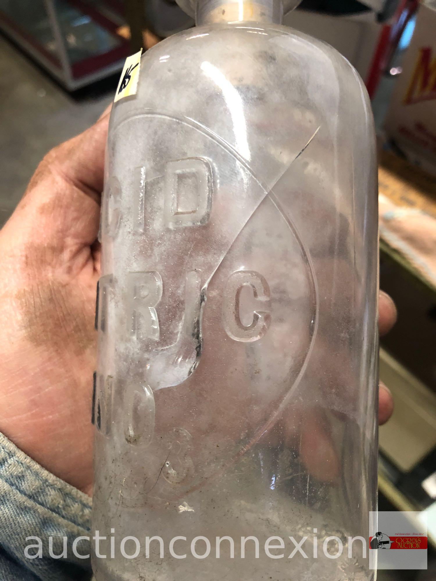 Bottle - vintage Acid Nitrate HNO3 bottle with lid