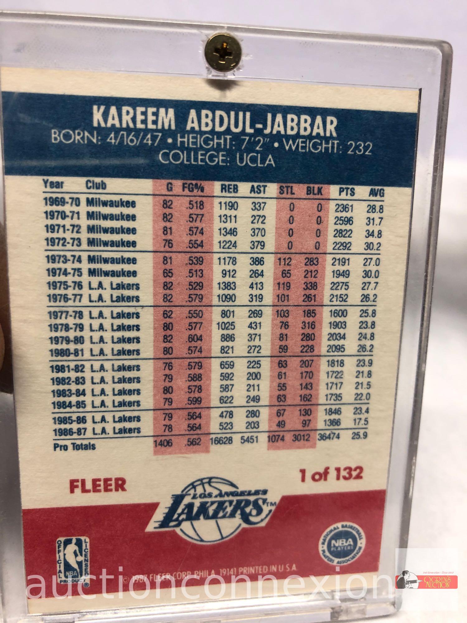 Ephemera - 3 Sports cards, Michael Jordan, Bulls - Kobe Bryant, Lakers - Kareem Abdul-Jabbar, Lakers