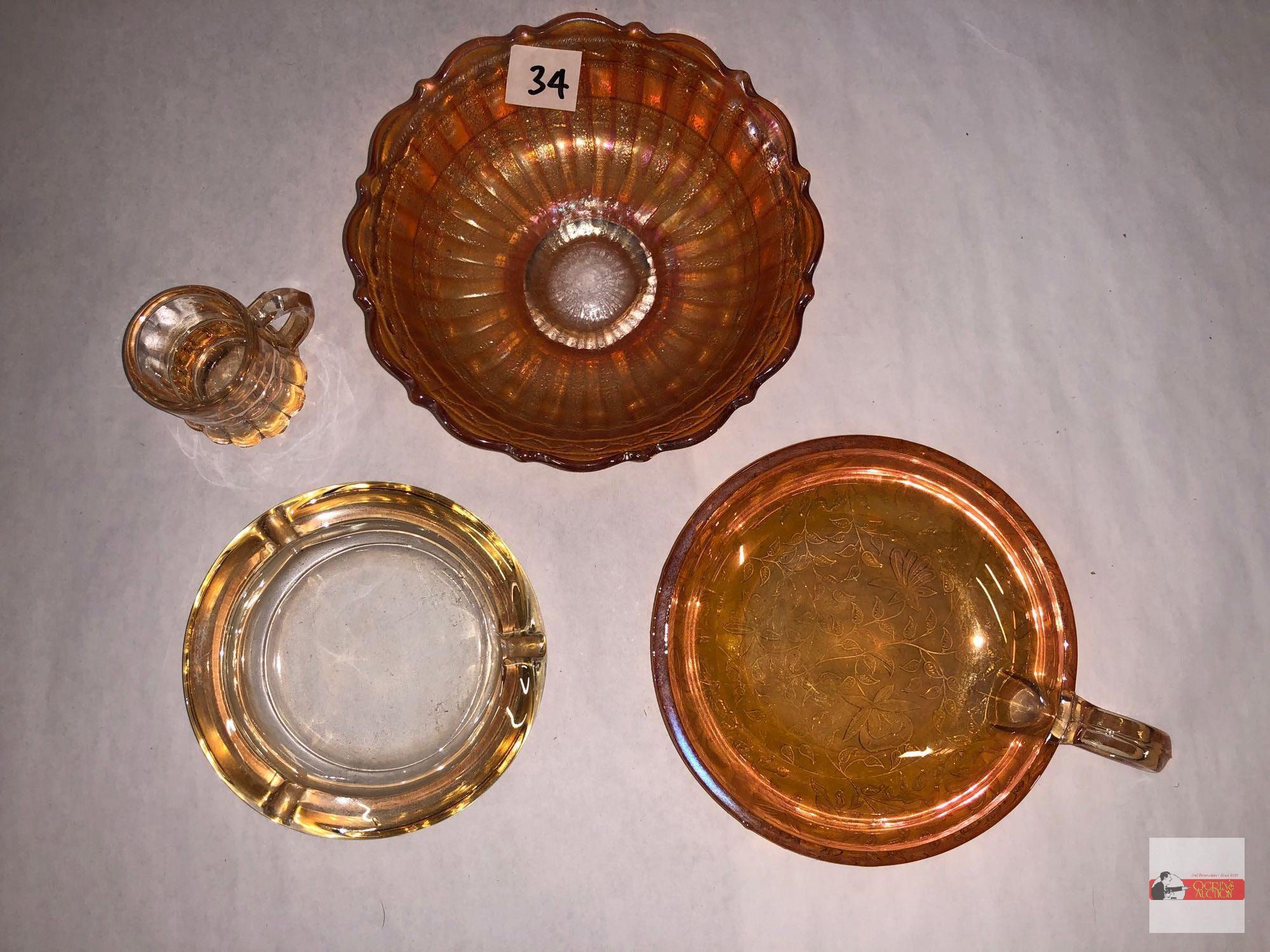 Carnival Glass - 4 Marigold