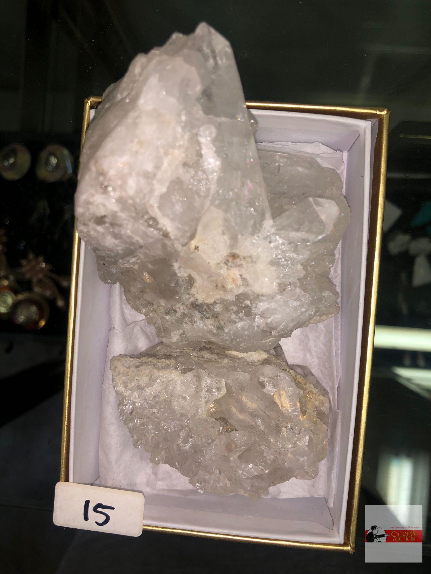 Quartz Crystal - 2 - Clusters, 3.25"x3 & 2.5"x2"