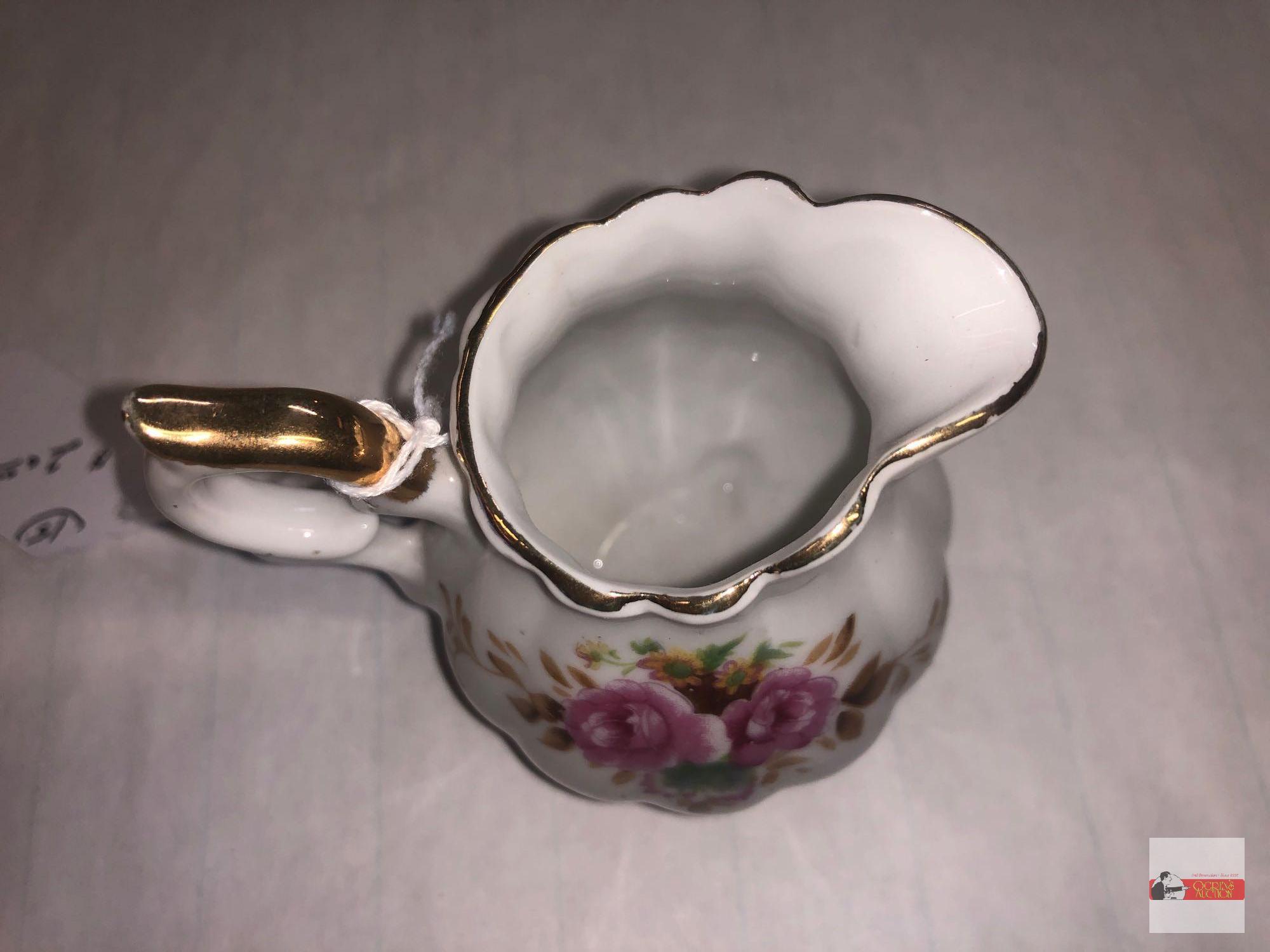 China - 3 - Godinger triple server 15.5"wx4.75"w, Double leaf server 6.25"wx7"w, creamer 3.5"h