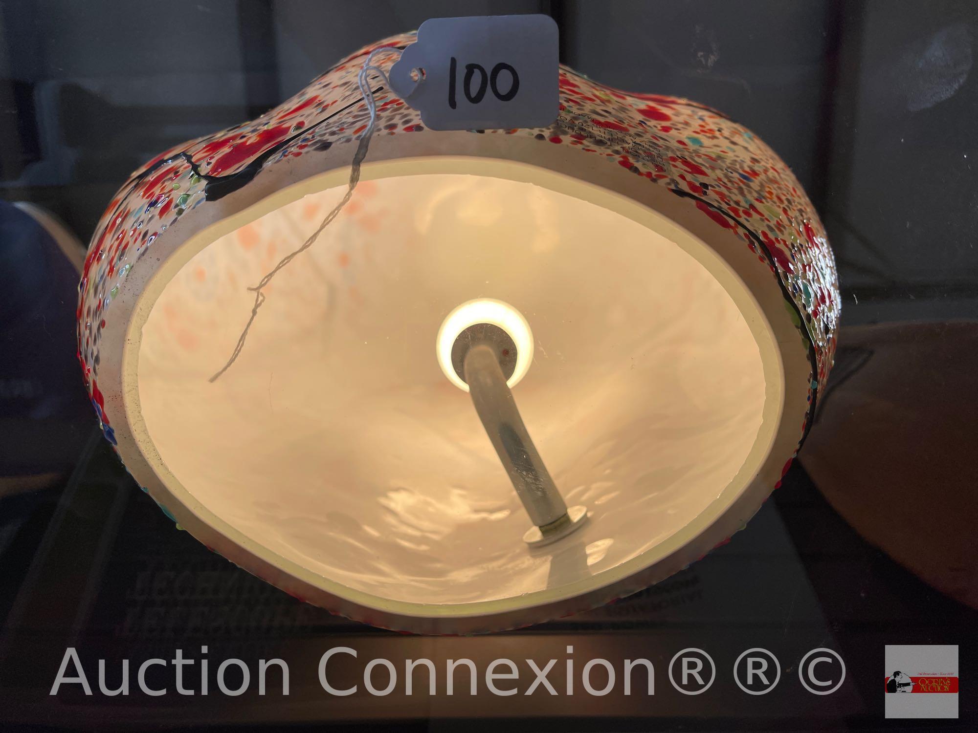 Studio Art Glass Decor Lamp, 17"hx14", white/orange/black, dimmer switch