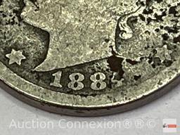 Coins - 3 "V" nickels 1884, 1899, 1906
