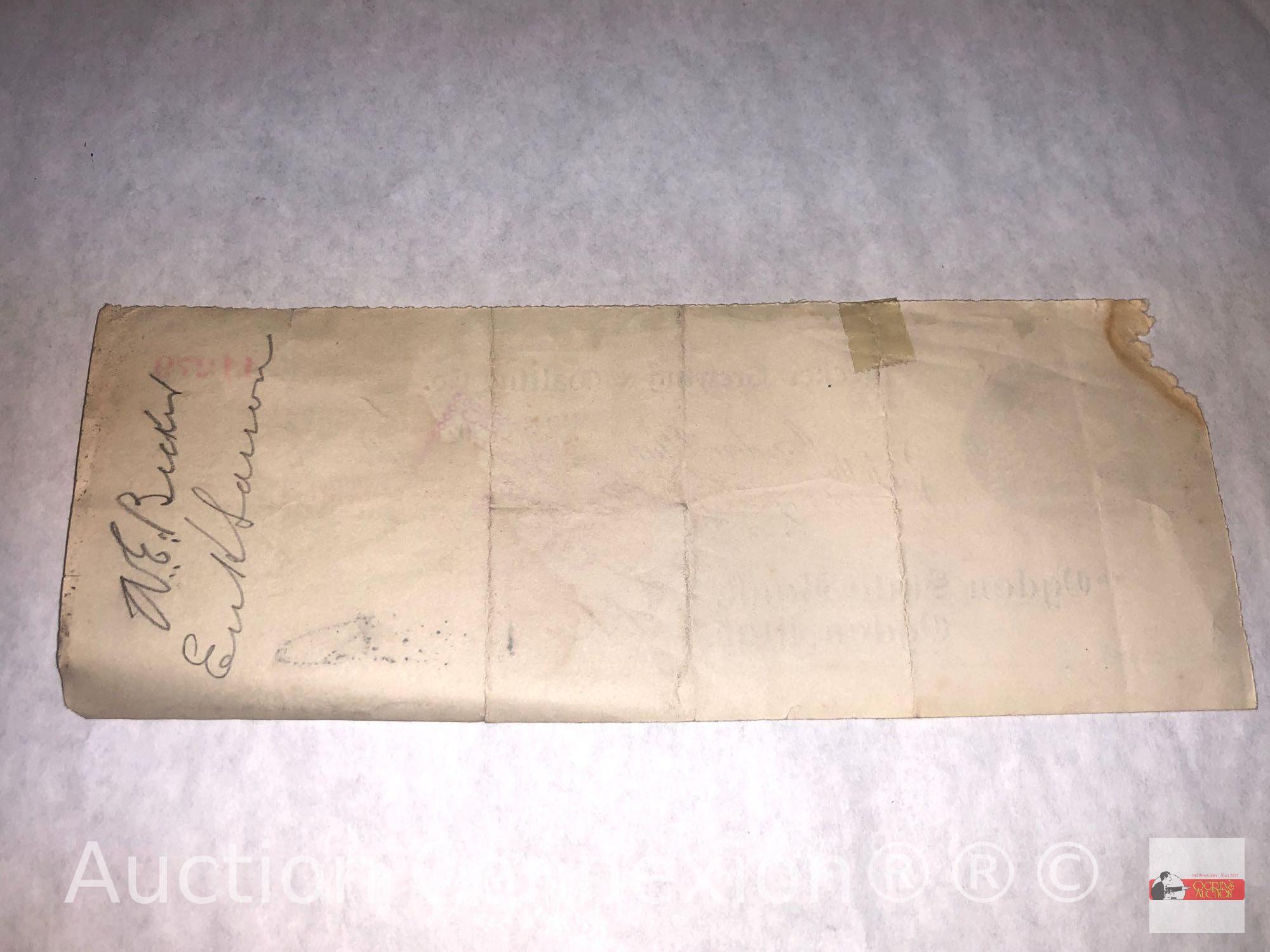 Ephemera - vintage late 1800's Utah checks, Becker Brewing & Malting