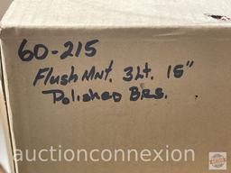 Lighting - New in box, Nuvo ceiling mount 3 bulb, alabaster glass dome shade with polished brass