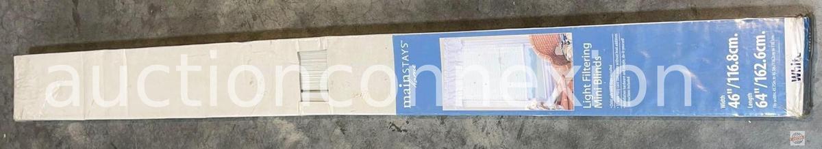 Mini Blinds - Mainstays Light filtering 1" white, wide easy care slats, 46"wx64", new in box