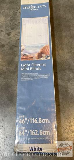 Mini Blinds - Mainstays Light filtering 1" white, wide easy care slats, 46"wx64", new in box