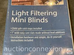 Mini Blinds - Mainstays Light filtering 1" white, wide easy care slats, 46"wx64", new in box