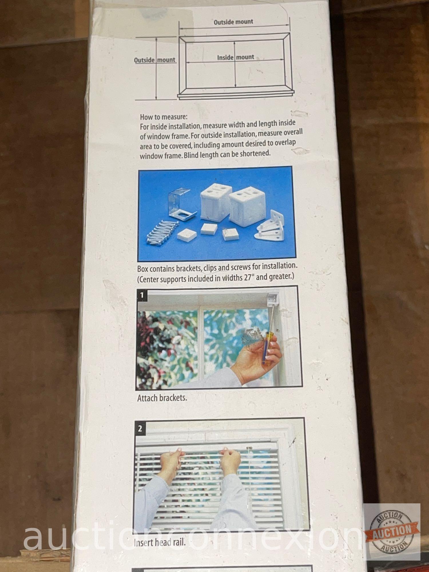 Mini Blinds - Mainstays Light filtering 1" white, wide easy care slats, 46"wx64", new in box