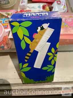 Kids items - Avon raccoon brush, Snoopy comb set, My Melody scratch paper set, stickers, Scooby Doo