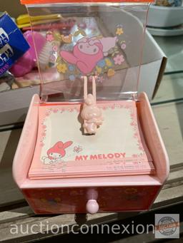 Kids items - Avon raccoon brush, Snoopy comb set, My Melody scratch paper set, stickers, Scooby Doo