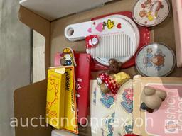 Kids items - Avon raccoon brush, Snoopy comb set, My Melody scratch paper set, stickers, Scooby Doo