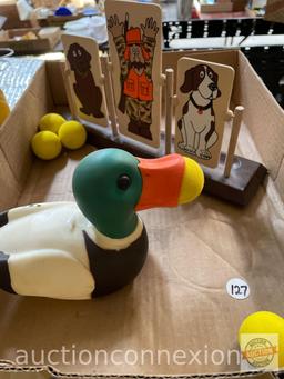 Duck target game and Battery Heated socks by Lectra-Sox in orig. package sz 8-9.5