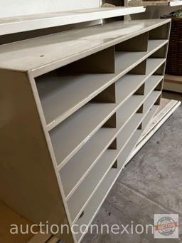 Metal office paper file sorter/storage, 15 cubbies, 34"wx12"dx18"h