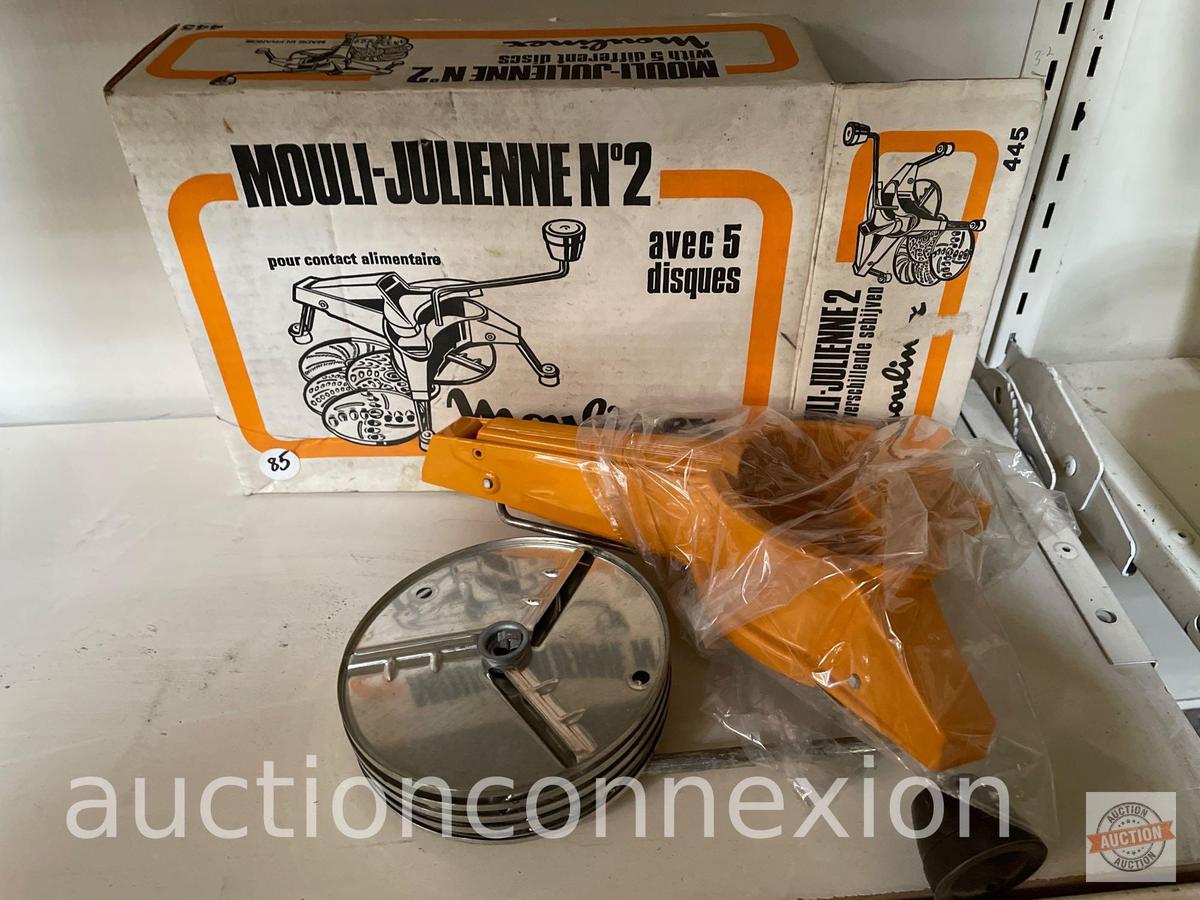 Mouli-Julienne #2 with 5 discs, new old stock in original box