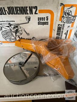 Mouli-Julienne #2 with 5 discs, new old stock in original box