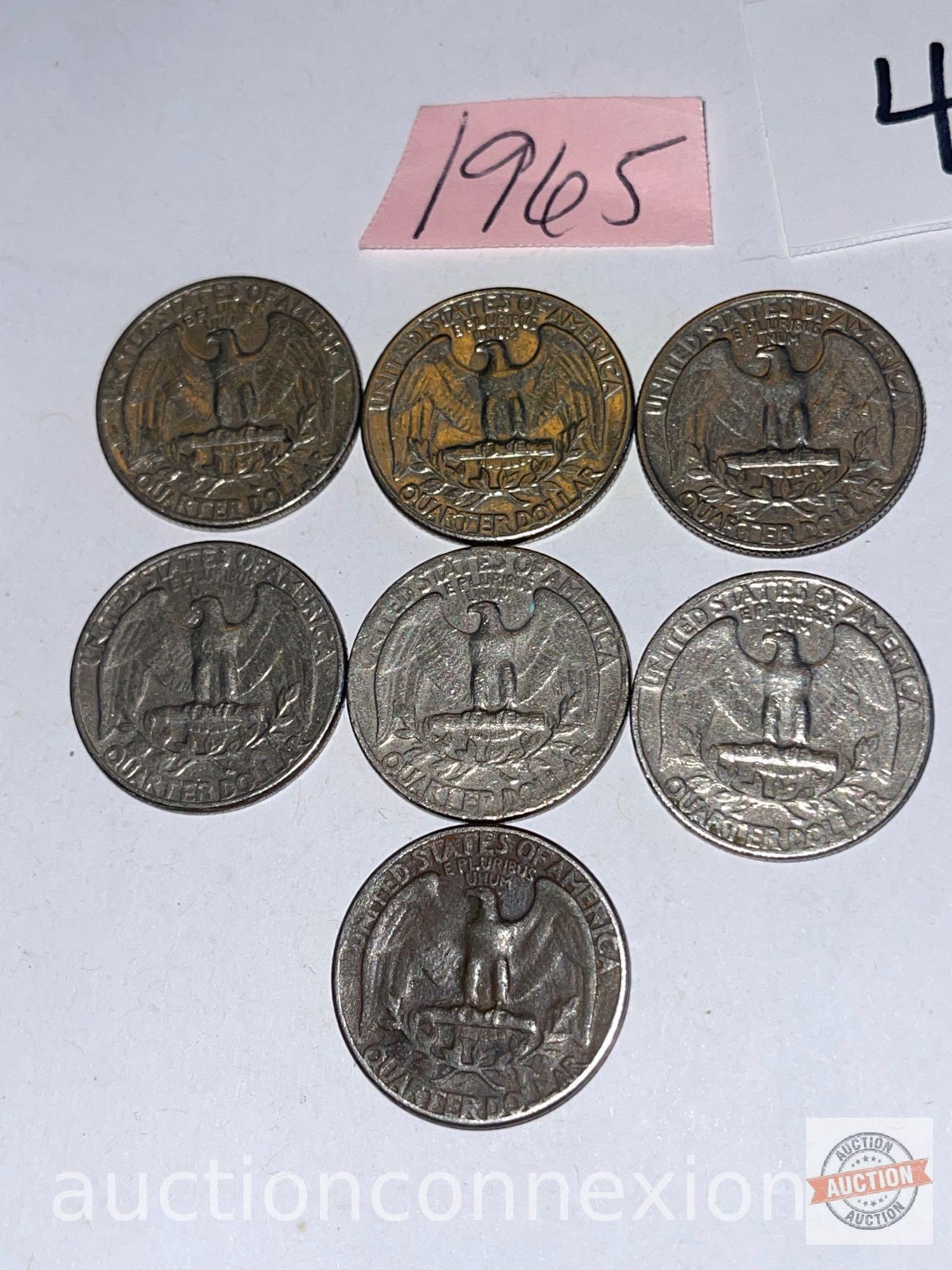 Coins - 11 Quarters - 7-1965, 3-1966 Washington quarters, 1-1997 Colorized New Jersey state quarter