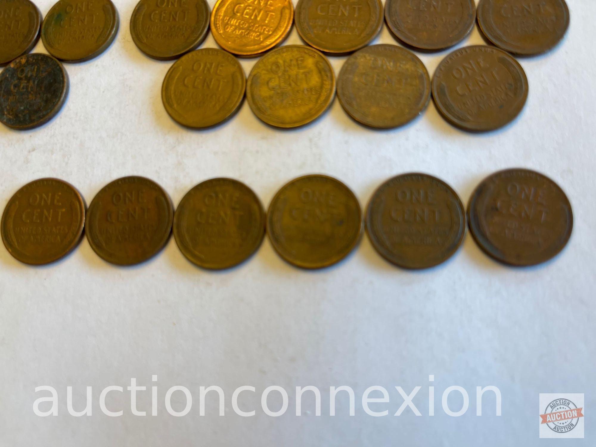 Coins - 21 Wheat Pennies - 5-1940, 10-1941, 6-1942