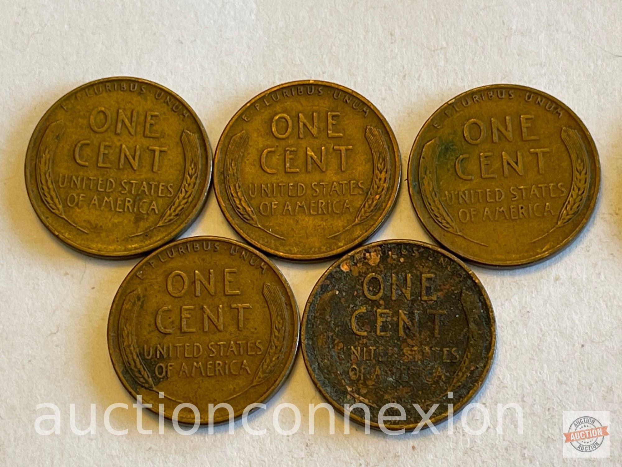 Coins - 21 Wheat Pennies - 5-1940, 10-1941, 6-1942