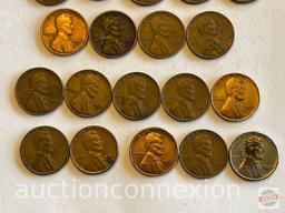 Coins - 27 Wheat Pennies - 8-1950, 5-1951, 4-1952, 5-1953, 2-1954, 3-1955
