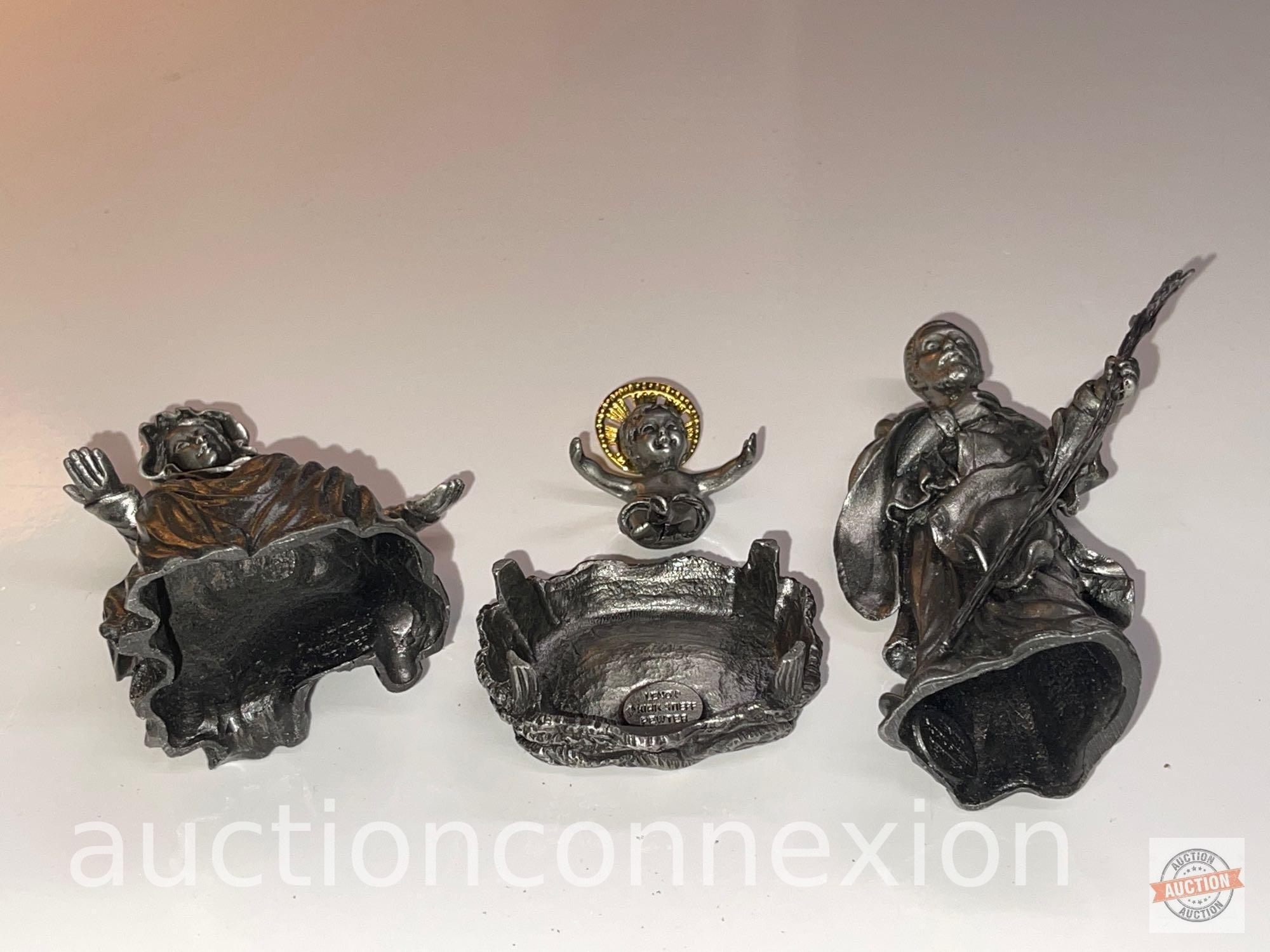 Lenox Pewter, Kirk Stieff Collection, 4 pc set "The Holy Family" Nativity set in orig. box