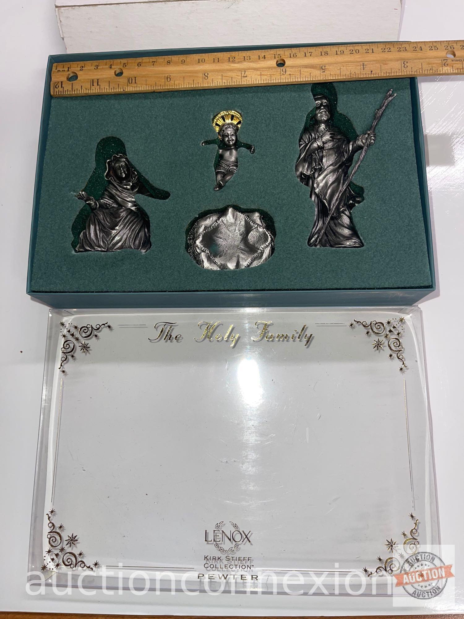 Lenox Pewter, Kirk Stieff Collection, 4 pc set "The Holy Family" Nativity set in orig. box