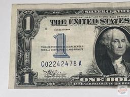 Currency - 1934 US $1 Blue seal silver certificate, Funny back, off set print error