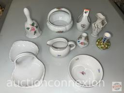 9 dish ware - vases, bell, bowls