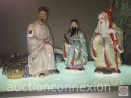 3 Asian Figural Figurines, 8"h, 8.5"h, 9"h