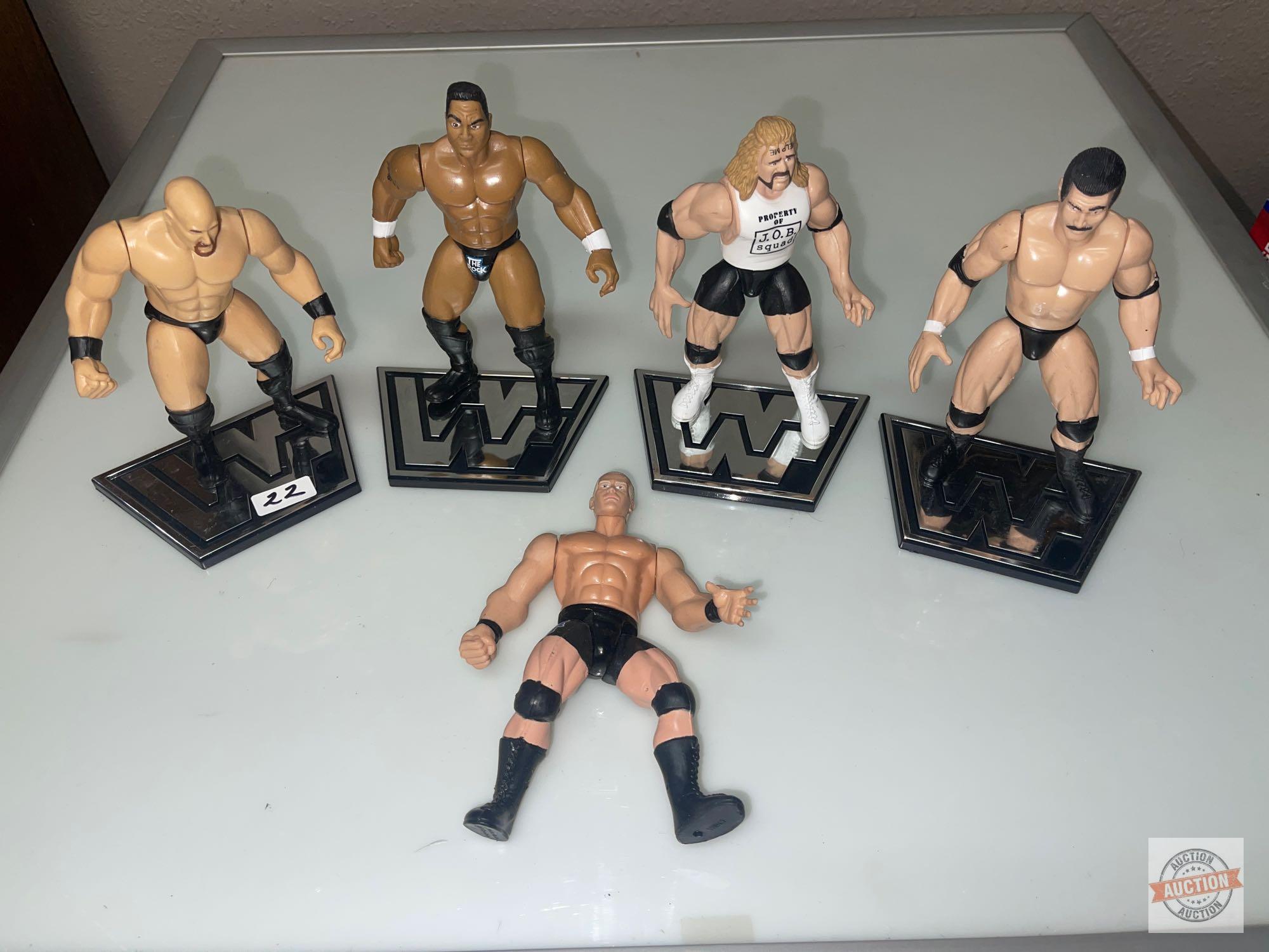 Toys - WWF 5 Wrestling Auction Figures, 1996, 6", 4 stands, 5x's the money