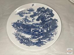 Dish ware - 3 vintage plates, Blue/white, 2 Genuine hand engraving, Countrypride Enoch Wedgwood 10"w