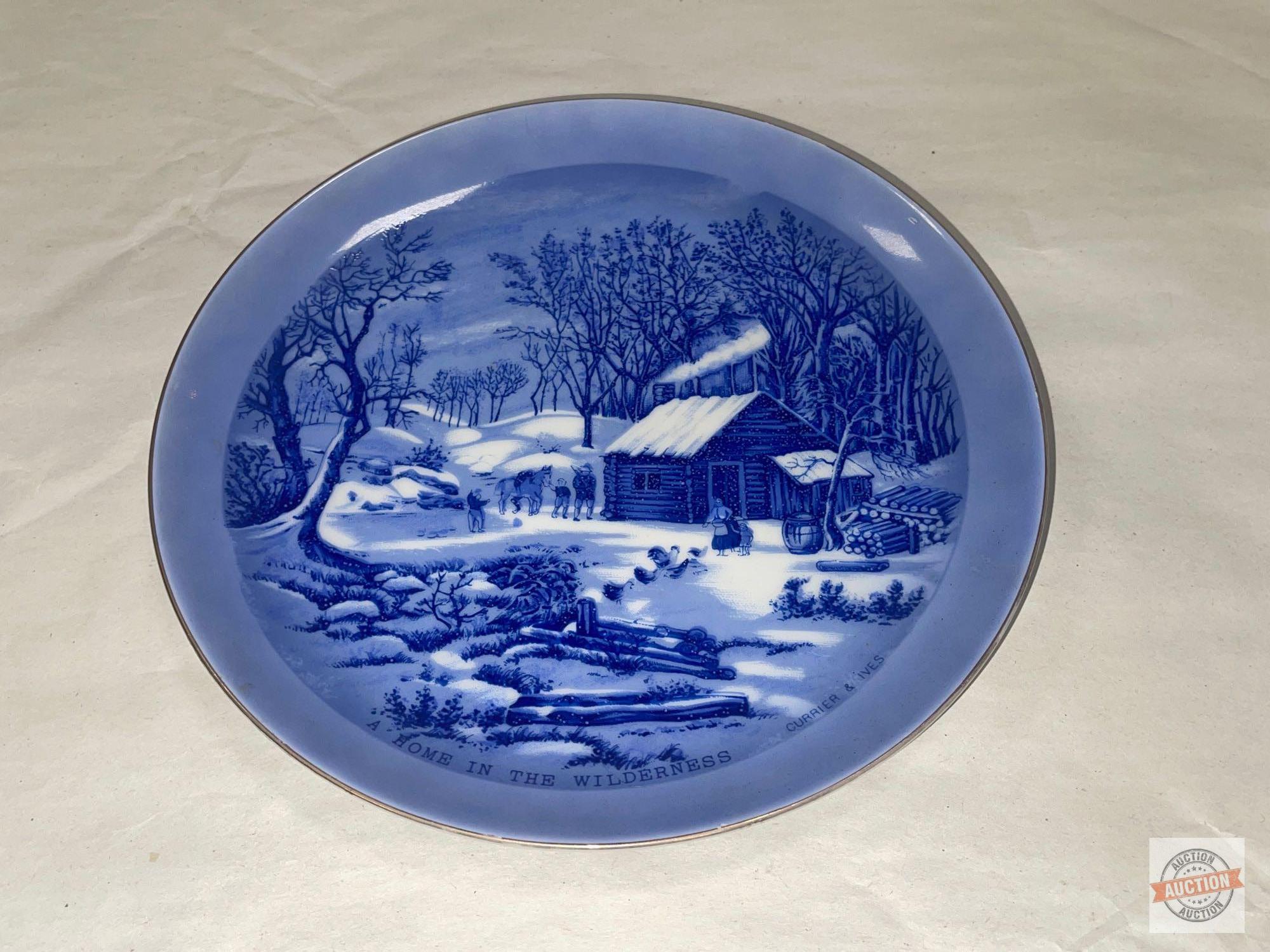 Dish ware - 3 vintage plates, Blue/white, 2 Genuine hand engraving, Countrypride Enoch Wedgwood 10"w