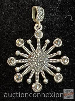 Jewelry - Pendant, .925 sterling w/ marcasites, 1"w