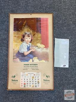 Ephemera - 1953 wall advertising calendar, Fisher Hatchery, Wilson, Kansas