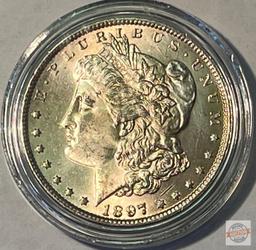 Silver Dollar - Philadelphia 1897 Uncirculated Morgan in case