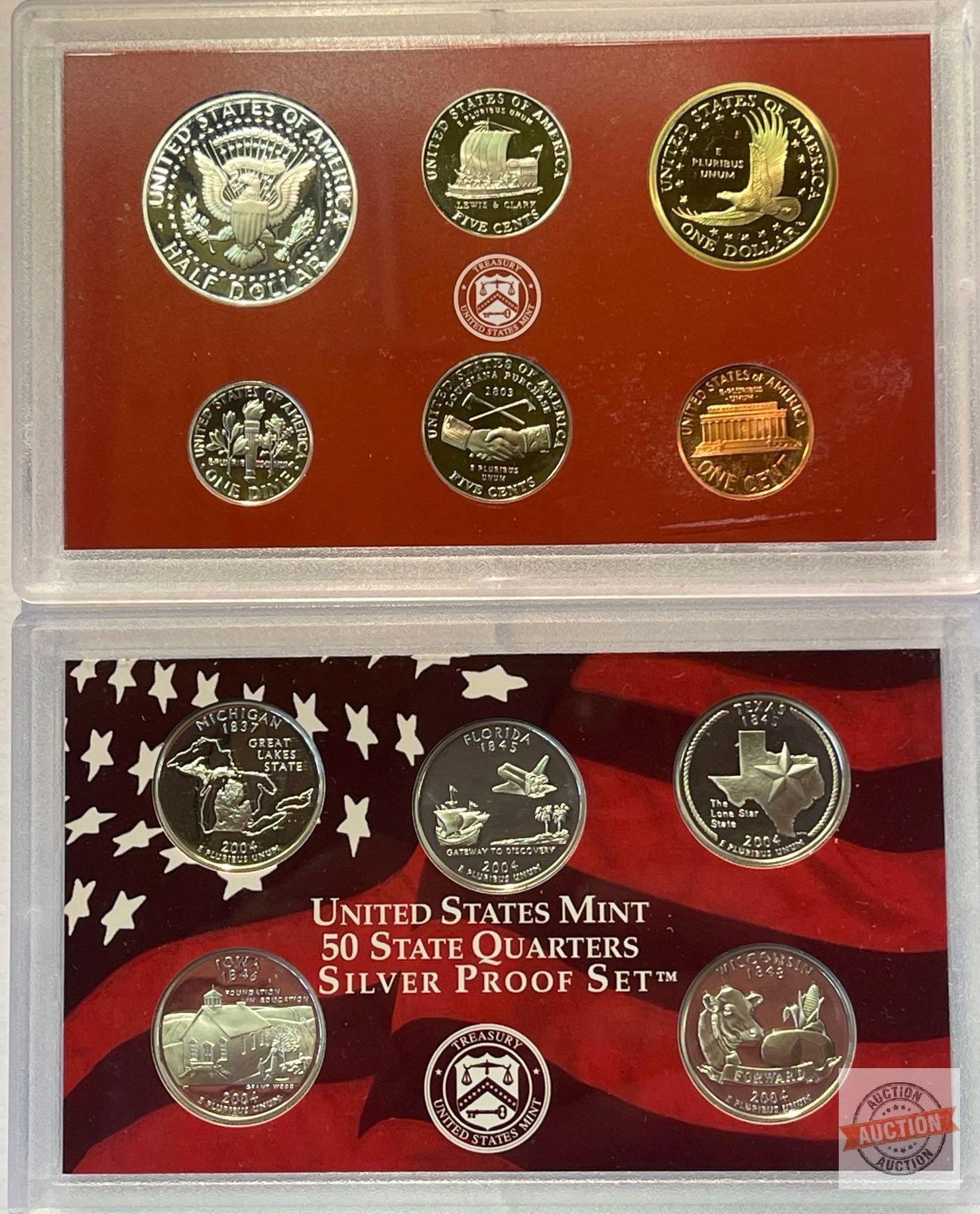 Silver - 2004s US Mint Silver Proof Set, 11 coins (7-90% silver)