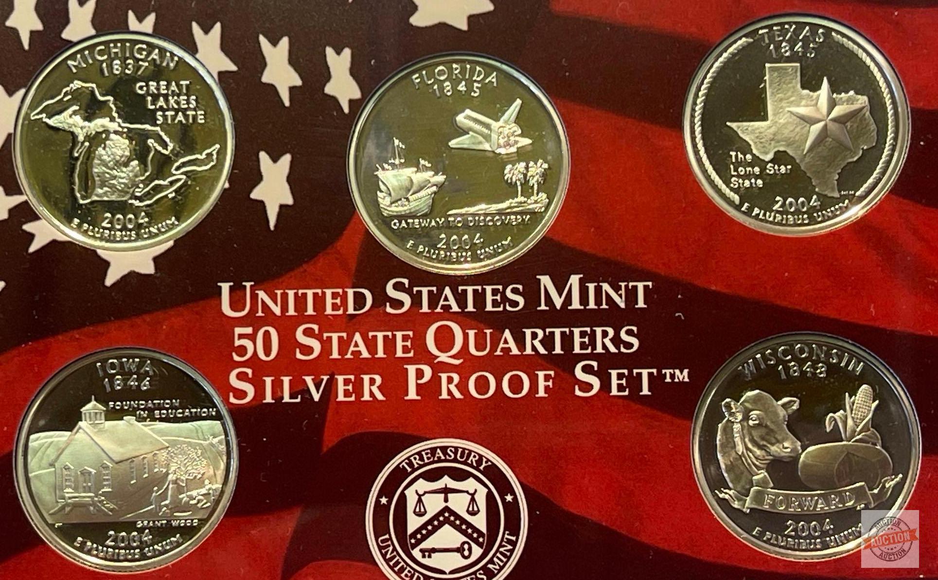 Silver - 2004s US Mint Silver Proof Set, 11 coins (7-90% silver)