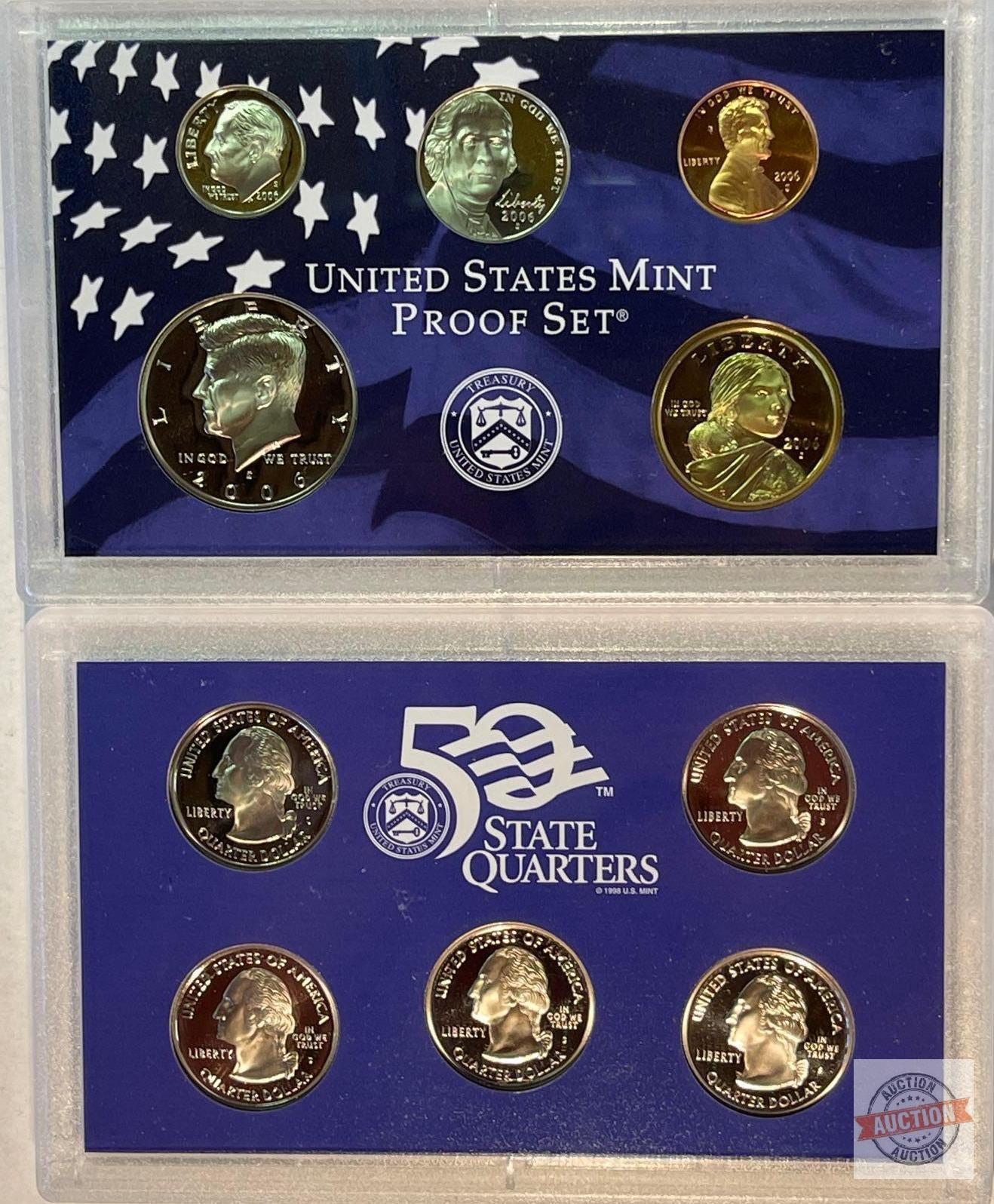 US Mint Proof Set 2006s, 2 case, 10 coin set in hard plastic protective