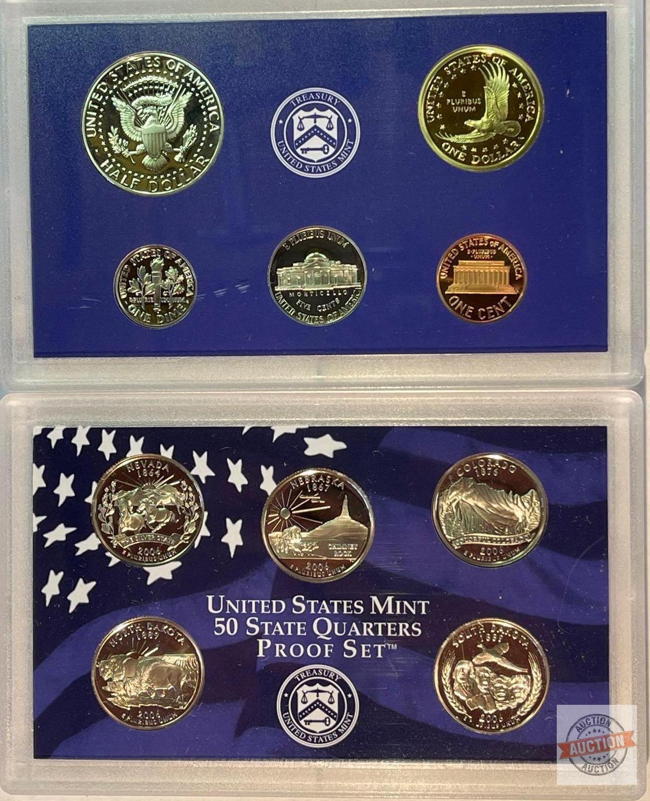 US Mint Proof Set 2006s, 2 case, 10 coin set in hard plastic protective